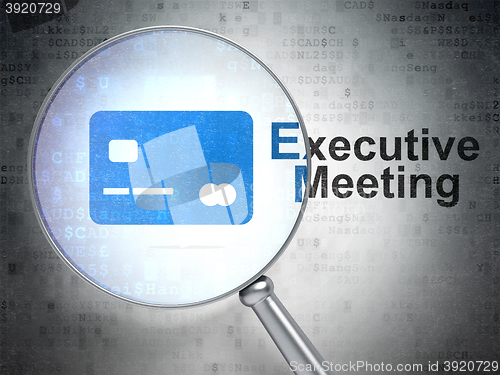 Image of Business concept: Credit Card and Executive Meeting with optical glass