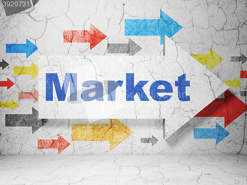 Image of Marketing concept: arrow with Market on grunge wall background