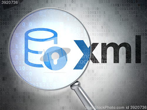 Image of Software concept: Database With Lock and Xml with optical glass