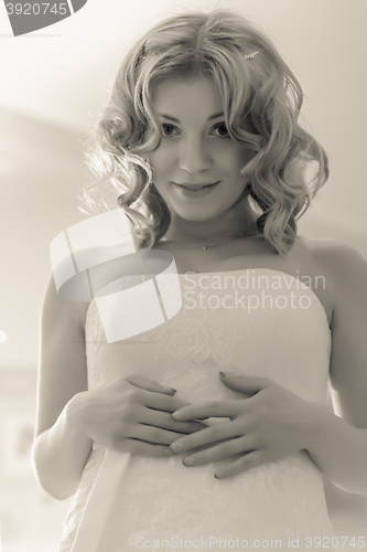 Image of Monochrome portrait of the bride