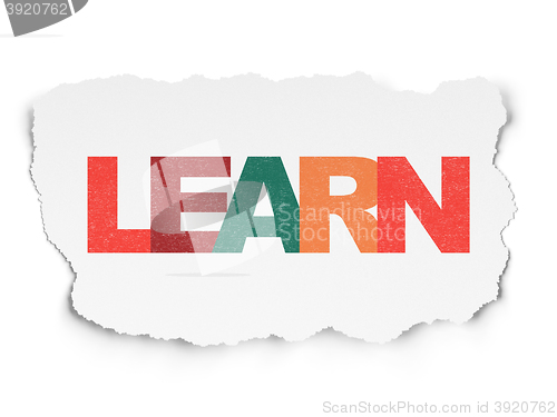 Image of Learning concept: Learn on Torn Paper background