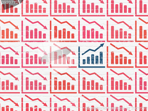 Image of Finance concept: growth graph icon on wall background