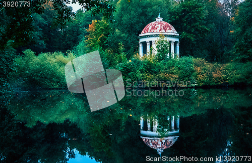 Image of Gazebo Rotunda in the park by small pond