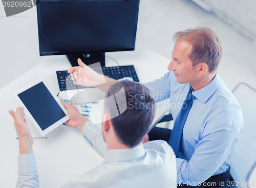 Image of businessmen with notebook and tablet pc