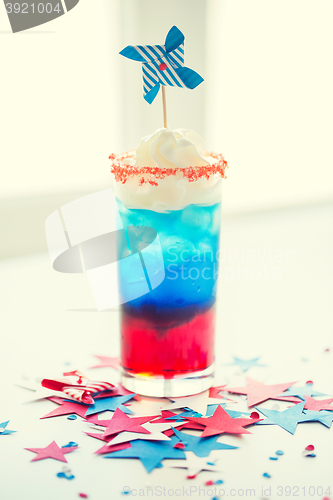 Image of glass of drink on american independence day party