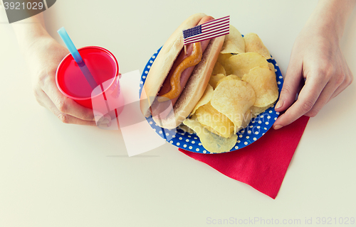 Image of woman celebrating american independence day