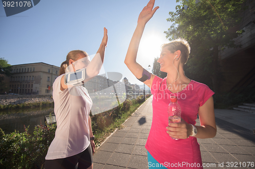 Image of congratulate and happy to finish morning workout