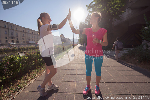 Image of congratulate and happy to finish morning workout