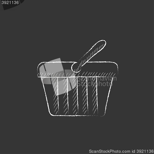 Image of Shopping basket. Drawn in chalk icon.