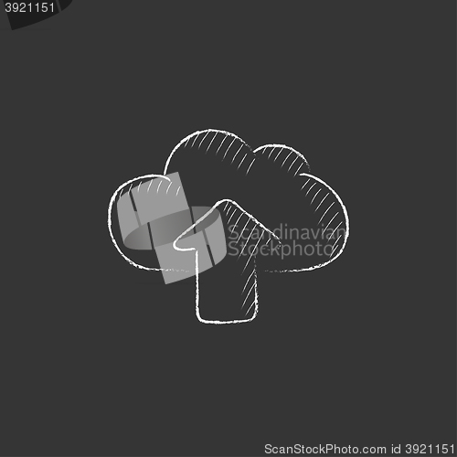 Image of Cloud with arrow up. Drawn in chalk icon.