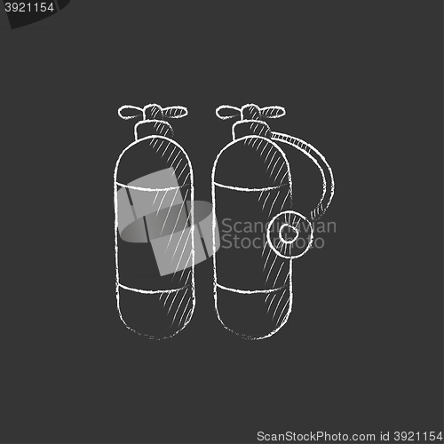 Image of Oxygen tank. Drawn in chalk icon.