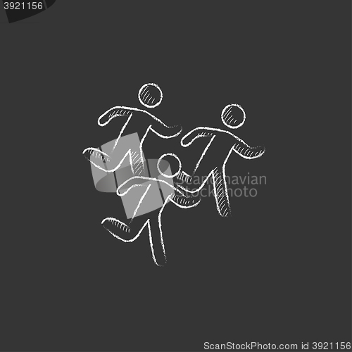 Image of Running men. Drawn in chalk icon.