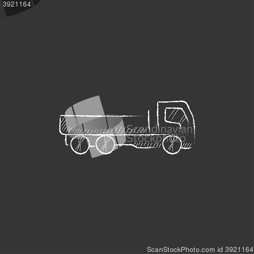 Image of Dump truck. Drawn in chalk icon.