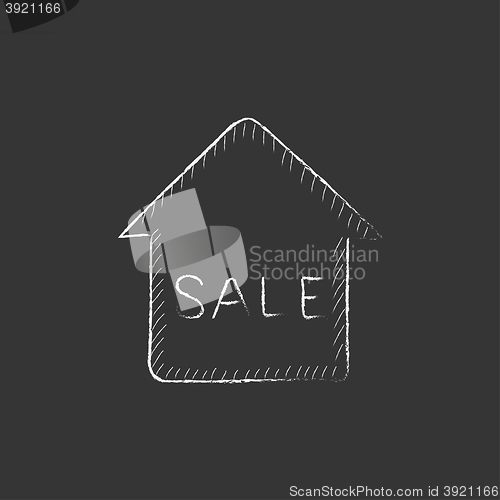 Image of House for sale. Drawn in chalk icon.