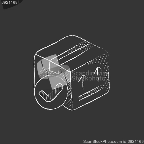 Image of Carton package box. Drawn in chalk icon.