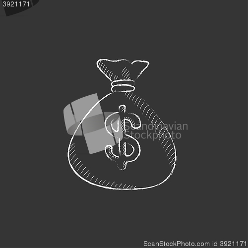 Image of Money bag. Drawn in chalk icon.