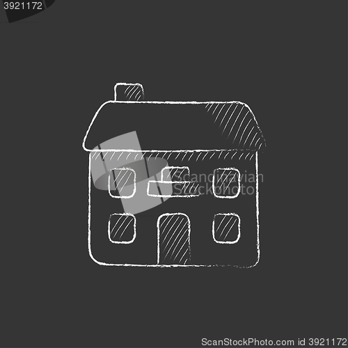 Image of Two storey detached house. Drawn in chalk icon.