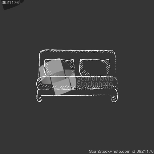 Image of Double bed. Drawn in chalk icon.