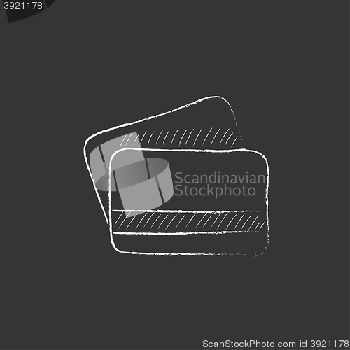 Image of Credit cards. Drawn in chalk icon.