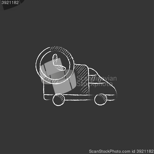 Image of Delivery truck. Drawn in chalk icon.