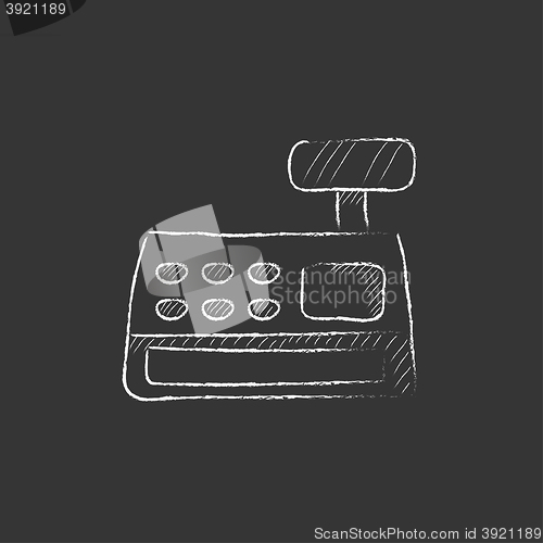 Image of Cash register machine. Drawn in chalk icon.