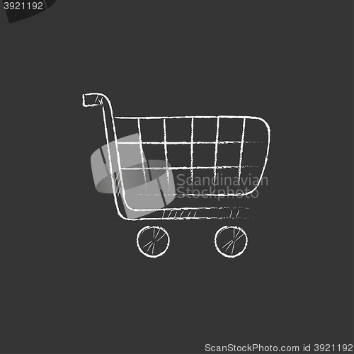 Image of Shopping cart. Drawn in chalk icon.