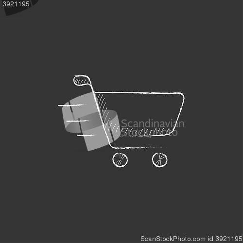 Image of Shopping cart. Drawn in chalk icon.