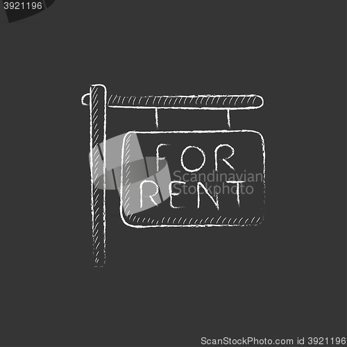 Image of For rent placard. Drawn in chalk icon.