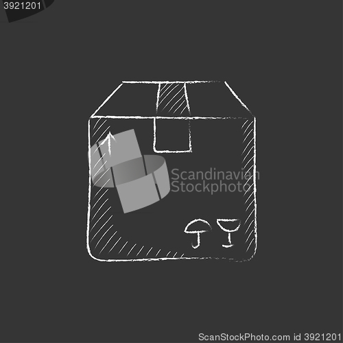 Image of Carton package box. Drawn in chalk icon.