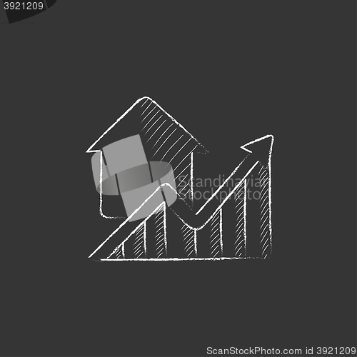 Image of Graph of real estate prices growth. Drawn in chalk icon.