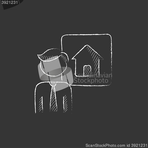 Image of Real estate agent. Drawn in chalk icon.