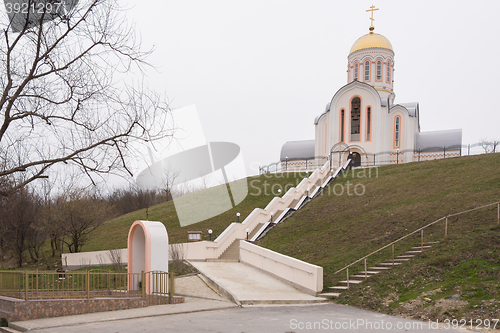 Image of Varvarovka, Russia - March 15, 2016: Barbara the Great Martyr Church in the village Varvarovka, a suburb of Anapa, Krasnodar Krai