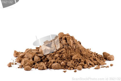 Image of A pile of Cocoa powder isolated on white background