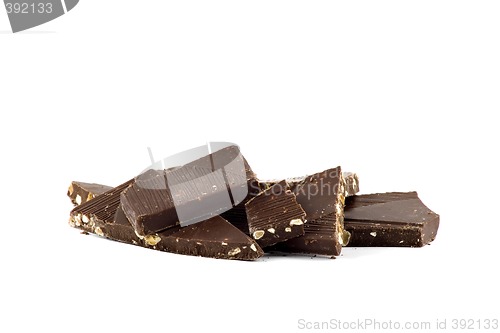 Image of Nice close-up picture of some broken chocolate bar