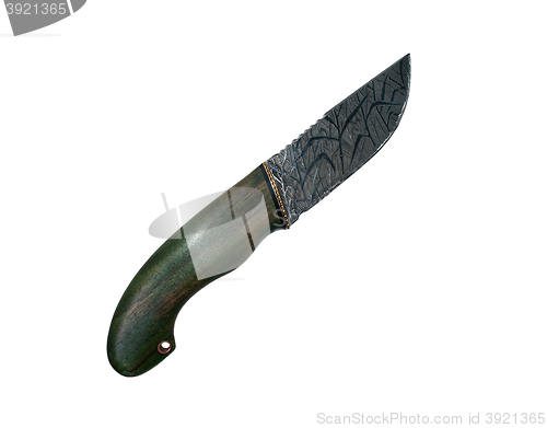 Image of knife with a wooden handle green