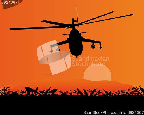 Image of military helicopter in the sky