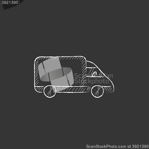 Image of Delivery truck. Drawn in chalk icon.