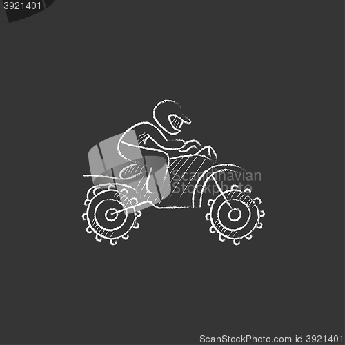 Image of Man riding motocross bike. Drawn in chalk icon.