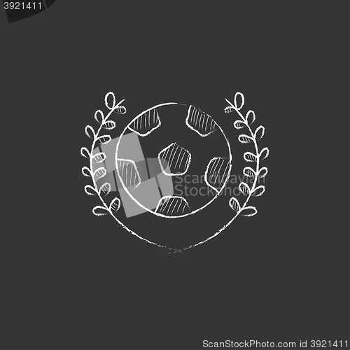 Image of Soccer badge. Drawn in chalk icon.