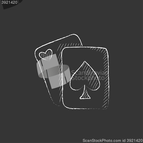 Image of Playing cards. Drawn in chalk icon.