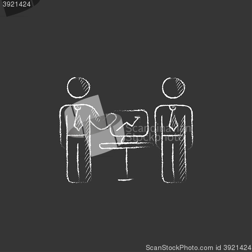 Image of Business presentation. Drawn in chalk icon.