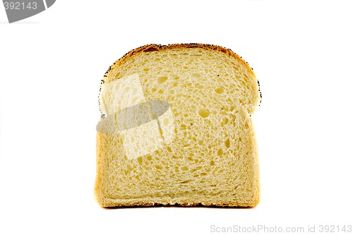 Image of A singel slice of toast isolated on white background
