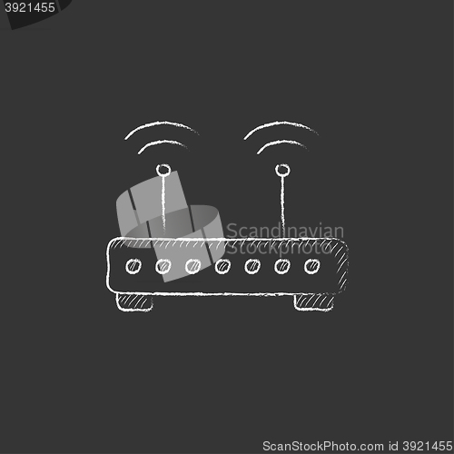 Image of Wireless router. Drawn in chalk icon.