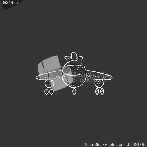 Image of Airplane. Drawn in chalk icon.