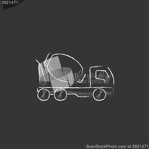 Image of Concrete mixer truck. Drawn in chalk icon.