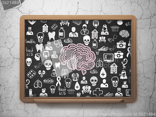 Image of Health concept: Brain on School board background