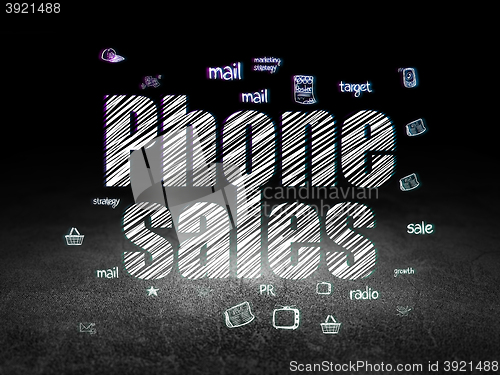 Image of Marketing concept: Phone Sales in grunge dark room