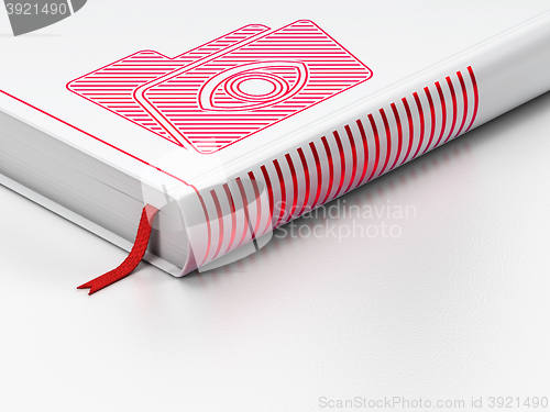 Image of Business concept: closed book, Folder With Eye on white background