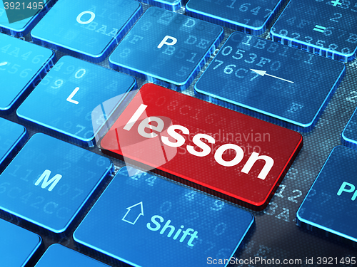 Image of Education concept: Lesson on computer keyboard background