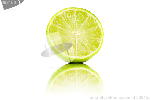 Image of Sliced lime fruit isolated on white background